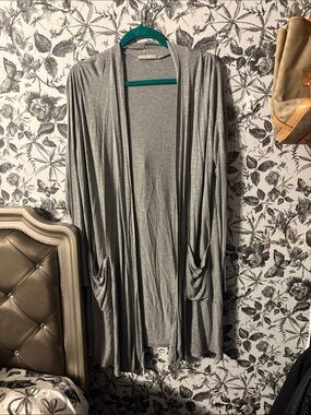 Light Gray Open-Front Cardigan